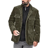 Men Coats Oversized Vintage Corduroy Notched Lapel Button Business Suit Jacket Sport Coat Comfy Outerwear
